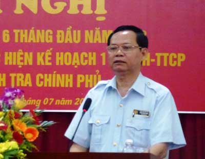 Tổng Thanh tra Chính phủ Huỳnh Phong Tranh phát biểu tại Hội nghị