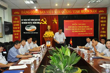 Đồng chí Dương Thái Sơn, Chánh Thanh tra tỉnh Quảng Ninh phát biểu tại điểm cầu của tỉnh  