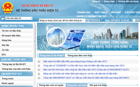Hệ thống đấu thầu điện tử của Việt Nam