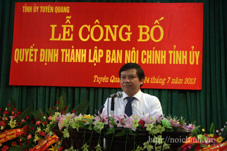Đồng chí Lê Minh Trí, Phó trưởng Ban Nội chính Trung ương phát biểu tại buổi Lễ