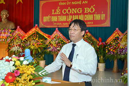 Đồng chí Phạm Anh Tuấn, Phó trưởng Ban Nội chính Trung ương phát biểu tại buổi Lễ