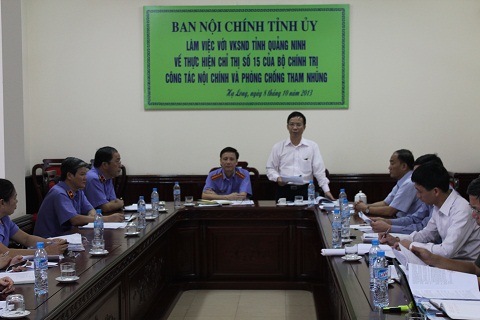 Ban Nội chính Tỉnh ủy Quảng Ninh làm việc với Ban cán sự đảng VKSND tỉnh
