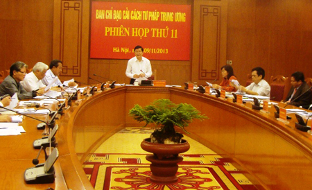 Chủ tịch nước Trương Tấn Sang phát biểu tại phiên họp thứ 11  của Ban Chỉ đạo Cải cách tư pháp Trung ương