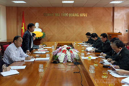 Đồng chí Đỗ Vũ Chung, Uỷ viên Ban Thường vụ, Trưởng Ban Nội chính Tỉnh uỷ kết luận tại cuộc làm việc