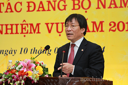 Đồng chí Phạm Anh Tuấn, Bí thư đảng ủy Ban Nội chính Trung ương phát biểu tại Hội nghị
