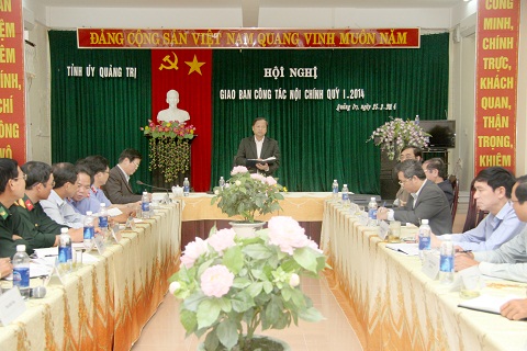Đồng chí Thái Vĩnh Liệu, Phó Bí thư Thường trực Tỉnh ủy phát biểu tại Hội nghị