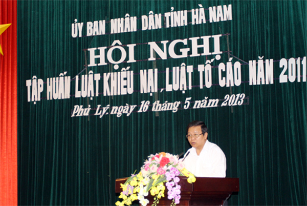 Một Hội nghị tập huấn Luật Khiếu nại, Luật Tố cáo do UBND tỉnh Hà Nam tổ chức