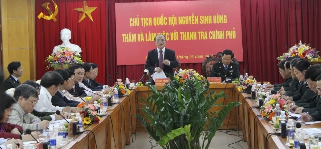 Chủ tịch Quốc hội Nguyễn Sinh Hùng thăm và làm việc với Thanh tra Chính phủ