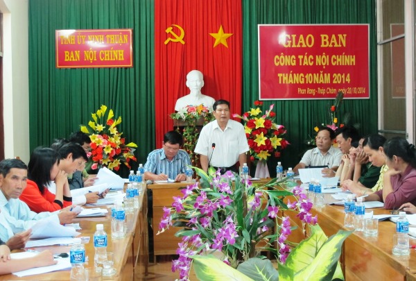Một Hội nghị giao ban công tác nội chính tỉnh Ninh Thuận