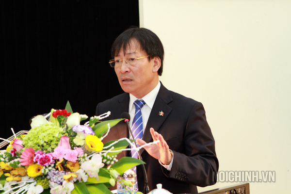 Đồng chí Phạm Anh Tuấn, Phó trưởng Ban Nội chính Trung ương phát biểu tại Hội nghị
