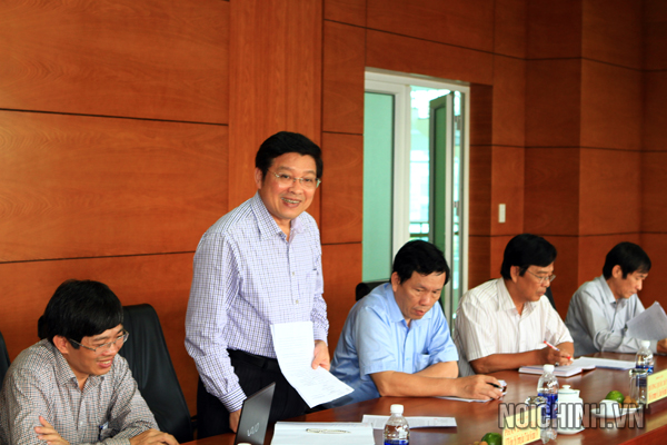 Đồng chí Phan Đình Trạc, Ủy viên Trung ương Đảng, Phó trưởng Ban Nội chính Trung ương phát biểu tại buổi làm việc