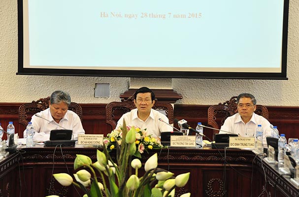 Chủ tịch Nước Trương Tấn Sang làm việc với Ban Cán sự Đảng Bộ Tư pháp