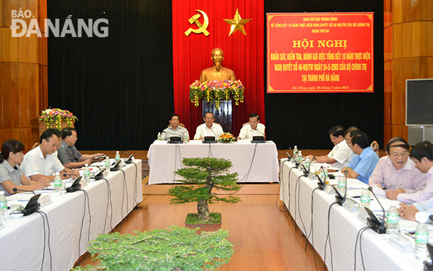 Đoàn kiểm tra của Trung ương về tổng kết 10 năm thực hiện Nghị quyết số 48-NQ/TW của Bộ Chính trị làm việc tại Đà Nẵng