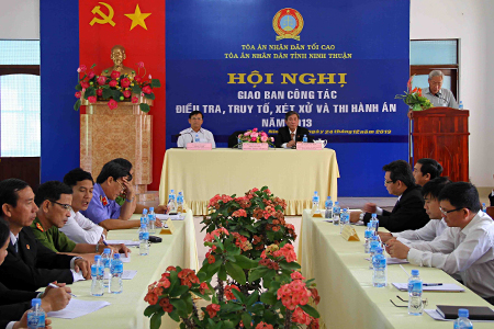 Hội nghị giao ban công tác điều tra, truy tố, xét xử và thi hành án của Tòa án nhân dân tỉnh Ninh Thuận