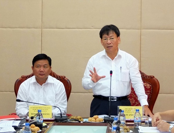 Đồng chí Phạm Anh Tuấn, Phó trưởng Ban Nội chính Trung ương, Trưởng đoàn công tác phát biểu kết luận