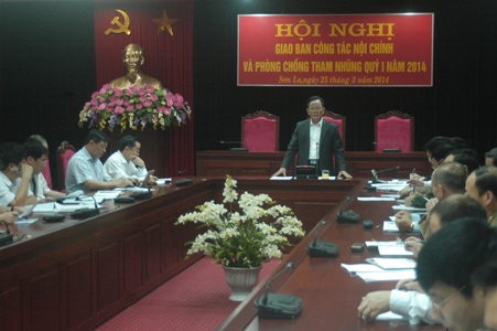 Một Hội nghị giao ban công tác nội chính và phòng, chống tham nhũng của Ban Nội chính Tỉnh ủy Sơn La