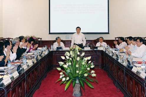 Chủ tịch Nước Trương Tấn Sang làm việc với Ban cán sự đảng, Lãnh đạo Bộ Tư pháp về công tác thi hành án dân sự