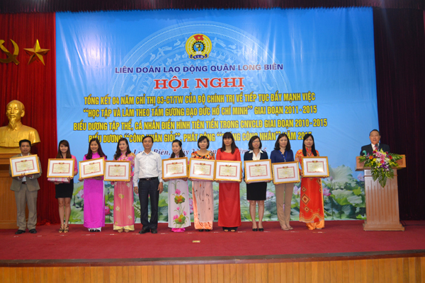 Liên đoàn Lao động quận Long Biên tổ chức tổng kết 4 năm thực hiện Chỉ thị 03-CT/TW của Bộ Chính trị