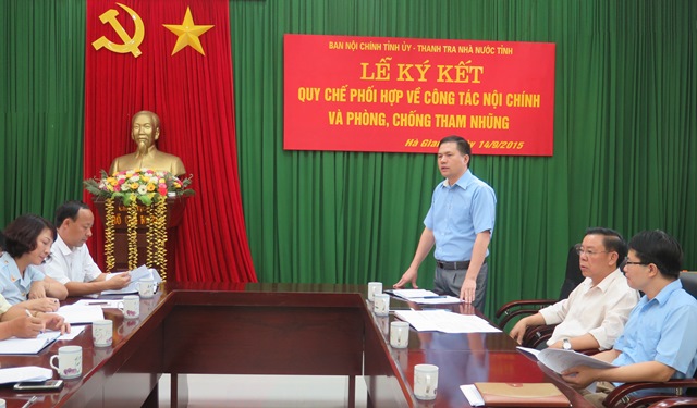 Lễ ký kết Quy chế phối hợp thực hiện nhiệm vụ trong công tác nội chính và phòng, chống tham nhũng giữa Ban Nội chính Tỉnh ủy và Thanh tra tỉnh Hà Giang