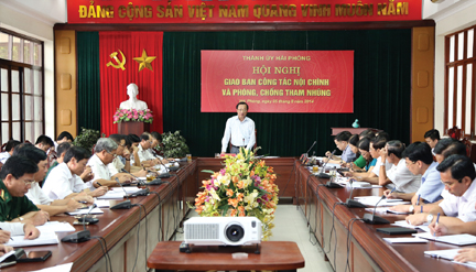 Hội nghị giao ban công tác nội chính và phòng, chống tham nhũng của Thành ủy Hải Phòng