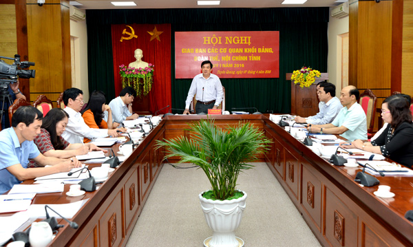 Thường trực Tỉnh ủy Tuyên Quang giao ban với các cơ quan khối Đảng, đoàn thể, nội chính tỉnh