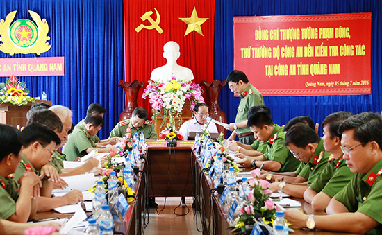 Đoàn công tác của Bộ Công an làm việc tại tỉnh Quảng Nam về công tác bảo đảm an ninh trật tự