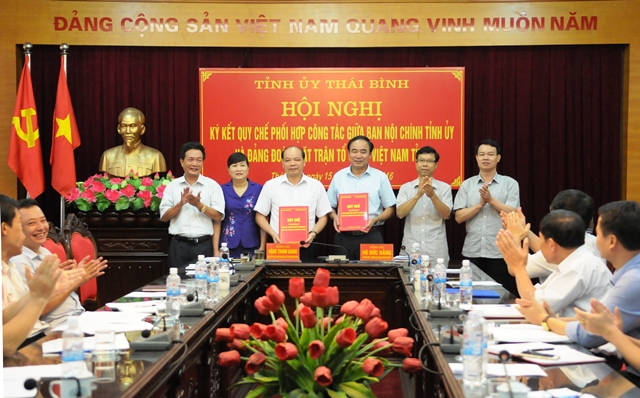 Hội nghị ký kết Quy chế phối hợp công tác giữa Ban Nội chính Tỉnh ủy và Đảng đoàn Mặt trận Tổ quốc Việt Nam tỉnh Thái Bình