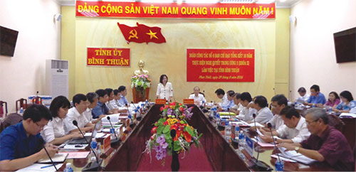 Đoàn công tác số 6 của Ban Chỉ đạo tổng kết 10 năm thực hiện Nghị quyết Trung ương 3 (khóa X) làm việc với Thường trực Tỉnh ủy Bình Thuận