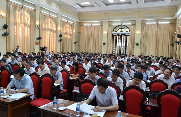 Các đại biểu dự Hội nghị quán triệt, triển khai các quy định của Ban Chấp hành trung ương Đảng về công tác kiểm tra, giám sát của Đảng của Thành ủy Hà Nội 