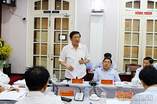 Đồng chí Phan Đình Trạc, Ủy viên Trung ương Đảng, Trưởng Ban Nội chính Trung ương, Phó Trưởng ban Thường trực Ban Chỉ đạo Trung ương về PCTN phát biểu tại buổi làm việc