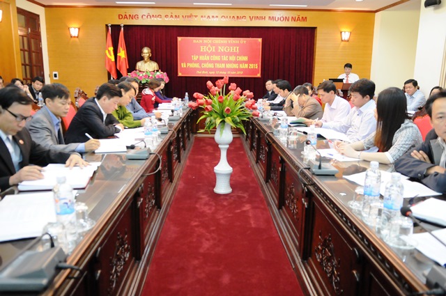 Quang cảnh Hội nghị tập huấn công tác PCTN tỉnh Thái Bình