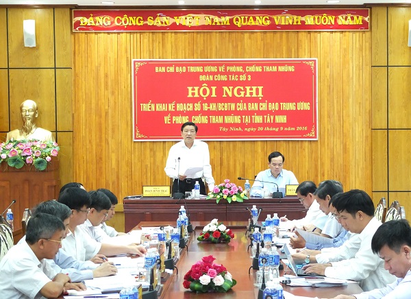 Đoàn công tác số 3 của Ban Chỉ đạo Trung ương về phòng, chống tham nhũng làm việc với Tỉnh ủy Tây Ninh