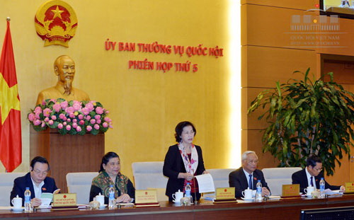 Chủ tịch Quốc hội Nguyễn Thị Kim Ngân, phát biểu tại phiên bế mạc Phiên họp thứ 5 Ủy ban Thường vụ Quốc hội