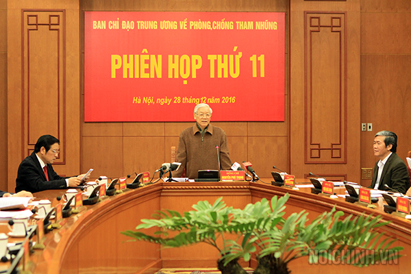 Đồng chí Tổng Bí thư Nguyễn Phú Trọng, Trưởng Ban Chỉ đạo Trung ương về phòng, chống tham nhũng phát biểu kết luận