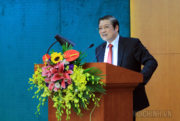 Đồng chí Phan Đình Trạc, Ủy viên Trung ương Đảng, Trưởng Ban Nội chính Trung ương, Phó Trưởng Ban Thường trực Ban Chỉ đạo Trung ương về phòng, chống tham nhũng phát biểu kết luận Hội nghị