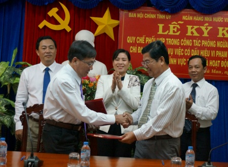Lễ ký kết Quy chế phối hợp công tác giữa Ban Nội chính Tỉnh ủy và Ngân hàng Nhà nước Việt Nam chi nhánh tỉnh Cà Mau