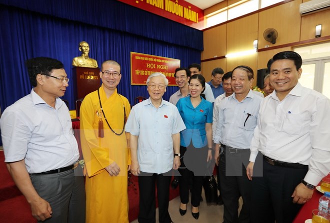 Tổng Bí thư Nguyễn Phú Trọng tiếp xúc cử tri quận Hai Bà Trưng