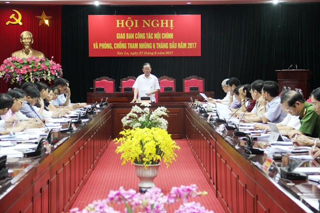 Hội nghị giao ban công tác nội chính và phòng, chống tham nhũng 6 tháng đầu năm tỉnh Sơn La