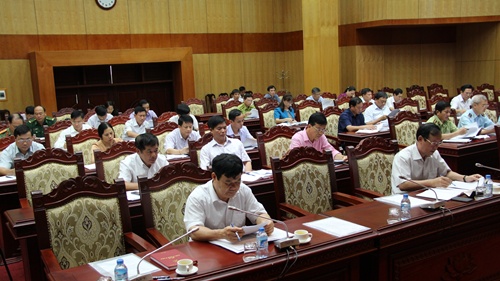 Các đại biểu dự Hội nghị sơ kết công tác nội chính và phòng, chống tham nhũng 6 tháng đầu năm tỉnh Lạng Sơn