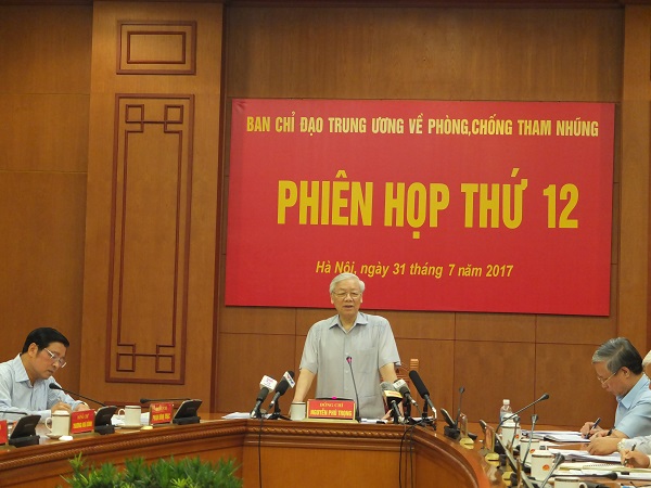 Đồng chí Tổng Bí thư Nguyễn Phú Trọng, Trưởng Ban Chỉ đạo Trung ương về PCTN phát biểu chỉ đạo