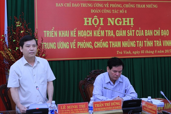  Đồng chí Lê Minh Trí, Ủy viên Trung ương Đảng, Viện trưởng Viện kiểm sát nhân dân tối cao, Ủy viên Ban Chỉ đạo Trung ương về PCTN, Trưởng đoàn công tác phát biểu tại Hội nghị