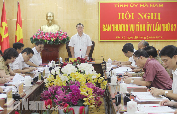 Ban Thường vụ Tỉnh ủy Hà Nam triển khai nhiệm vụ quý IV-2017