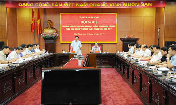 Hội nghị giao ban nội chính và phòng, chống tham nhũng 9 tháng 2017 tỉnh Thái Bình