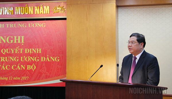 Đồng chí Phạm Gia Tú, Phó trưởng Ban Nội chính Trung ương phát biểu tại Hội nghị