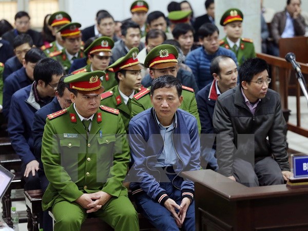 Bị cáo Trịnh Xuân Thanh và đồng phạm tại phiên tòa  