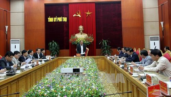 Đoàn công tác của Ban Chỉ đạo Trung ương về phòng, chống tham nhũng làm việc với Ban Thường vụ Tỉnh ủy Phú Thọ (tháng 12-2017)