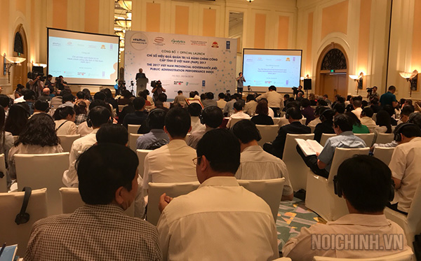 Quang cảnh Lễ công bố Chỉ số hiệu quả quản trị và hành chính công cấp tỉnh ở Việt Nam 2017