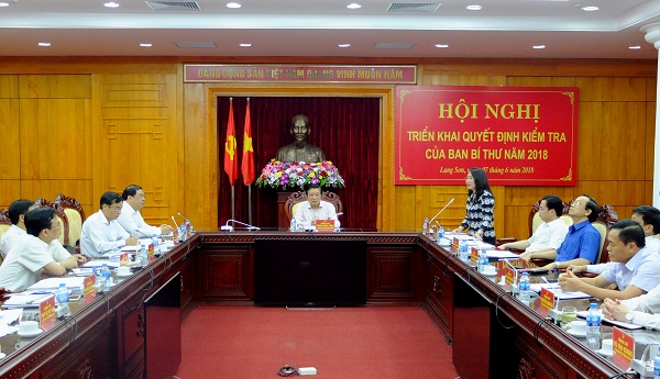 Đoàn công tác của Ban Bí thư triển khai quyết định kiểm tra năm 2018 đối với Ban Thường vụ Tỉnh ủy Lạng Sơn