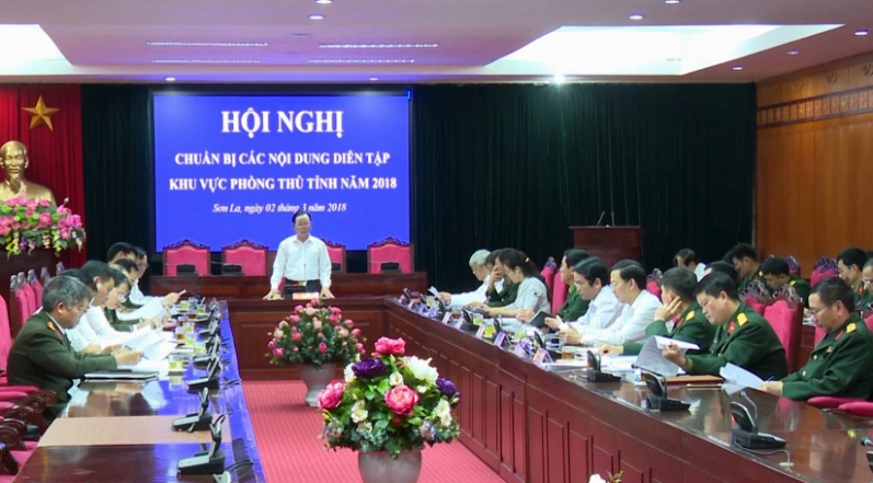 Hội nghị chuẩn bị nội dung diễn tập khu vực phòng thủ và phòng chống khủng bố tỉnh Sơn La, năm 2018