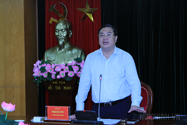 Đồng chí Phạm Gia Túc, Phó trưởng Ban Nội chính Trung ương phát biểu tại cuộc họp